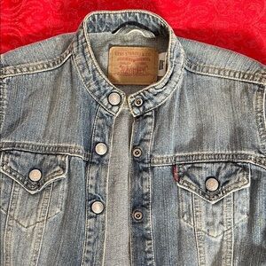 Vintage Levi's Collarless Denim Jacket Small Blue Jean Minimalist 100% Cotton